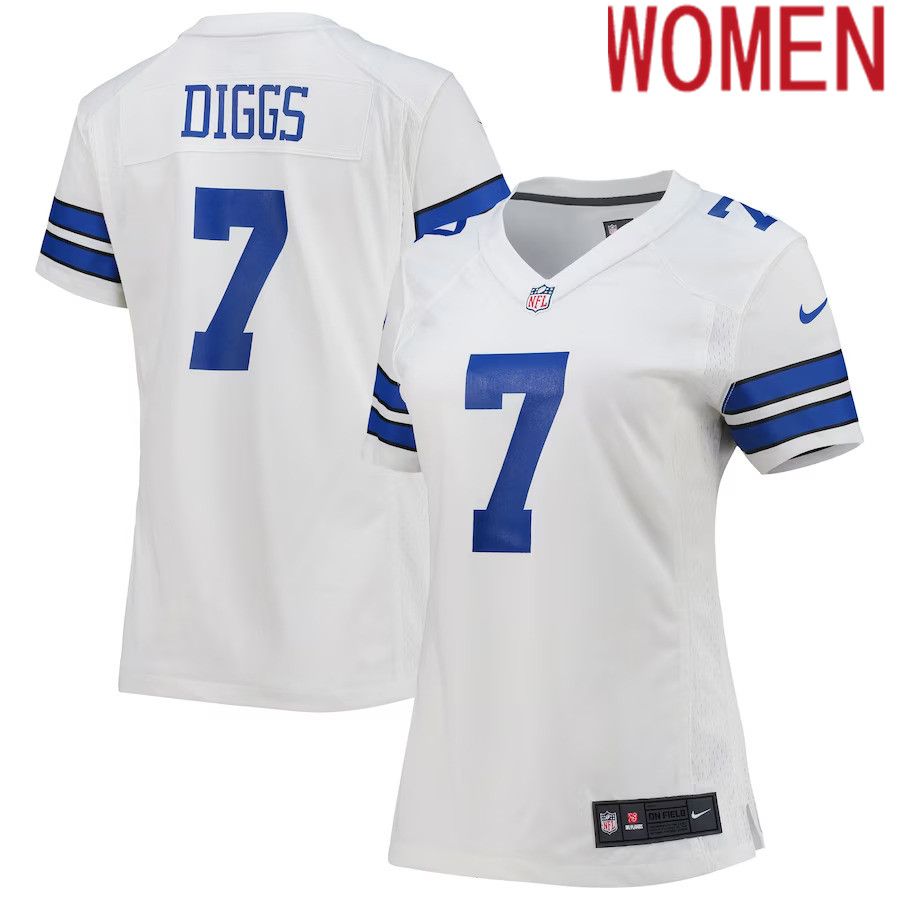 Women Dallas Cowboys #7 Trevon Diggs Nike White Game NFL Jersey